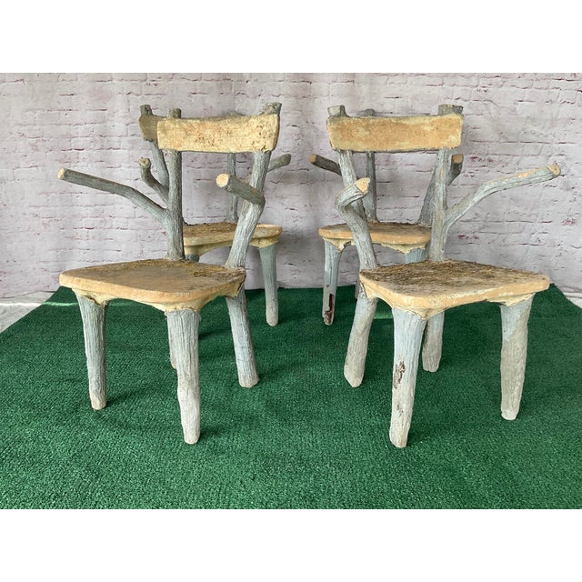 Set of Four Faux Bois Garden Chairs For Sale - Image 4 of 14