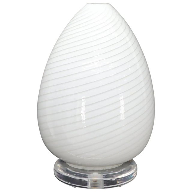 Egg Shape Murano Glass Swirl Pattern Table Lamp For Sale - Image 11 of 11