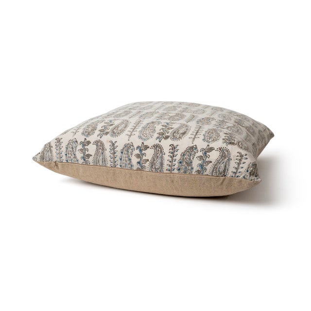 Linen Pair of Handcrafted Linen Pillow With Vintage Aso Oke Textile and Down Insert For Sale - Image 8 of 17