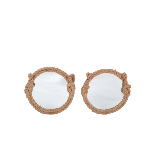 Two Audoux Minet Style Nautical Hand-Crafted Round Rope Wall Mirrors For Sale - Image 9 of 12