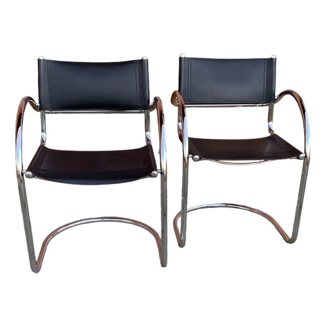 Set of Vintage Italian Bauhaus Chrome Dining Chairs, 1970s For Sale