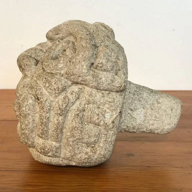 Rustic Mid 19th Century Two Carved Mayan Deity Limestone Architectural Carvings or Elements For Sale - Image 3 of 13