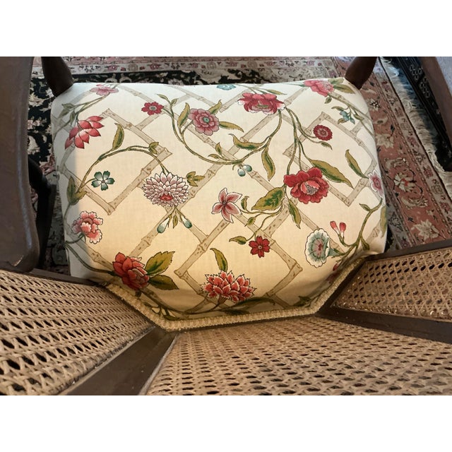 Pair of Vintage Cane‑Back Floral Rocking Armchairs For Sale - Image 9 of 12