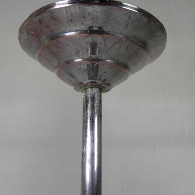 Art Deco Pendant Lamp with Opaline Glass Shade, 1930s For Sale - Image 3 of 15