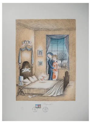Raymond Peynet, The Lovers: The Accord of Hearts, Original Lithograph
