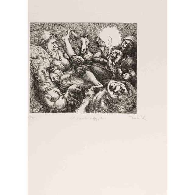 Contemporary Amedeo Tedeschi Toschi, The Mocked Devil, 1990s, Etching For Sale - Image 3 of 3