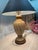 1980s Vintage Swirl Ribbed Crackle Glaze Table Lamp With Dark Wooden Base & Custom Dark Brown Shade For Sale - Image 5 of 8
