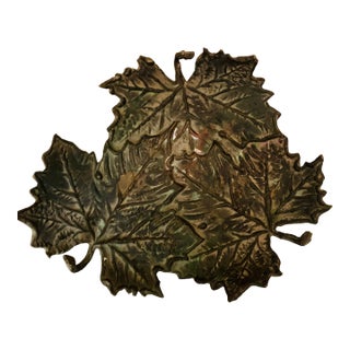 Heavy Patinated Leaf Tray For Sale