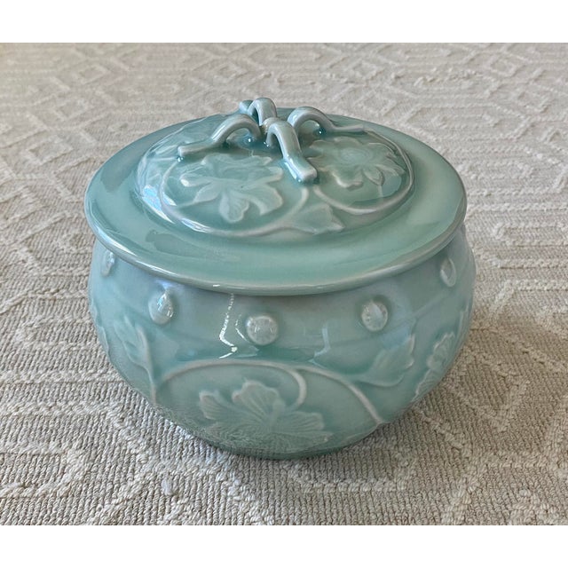 Vintage Lidded Chinese Celadon Lotus Ginger Jar Chairish
