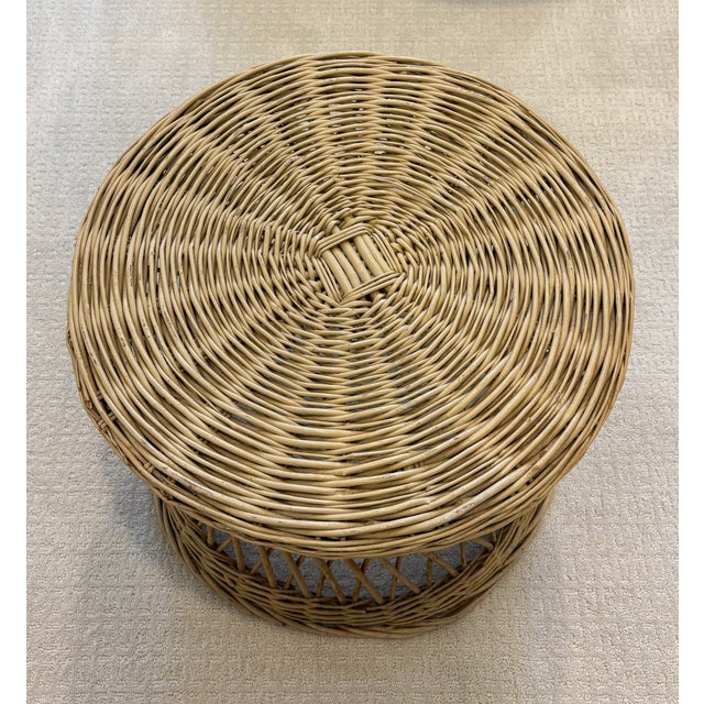 Mid-Century Modern Wicker Side Table, Circa Mid-20th Century For Sale - Image 3 of 14