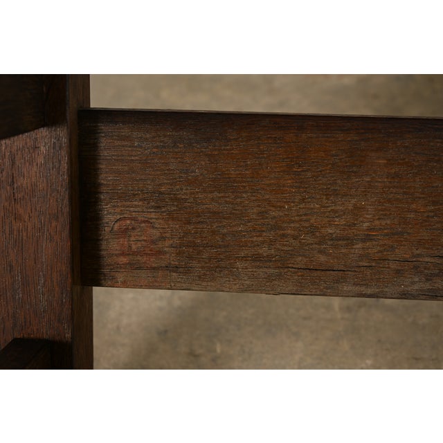 Gustav Stickley Antique Mission Oak Arts & Crafts Armchair With Rush Seat, Circa 1910 For Sale - Image 13 of 14