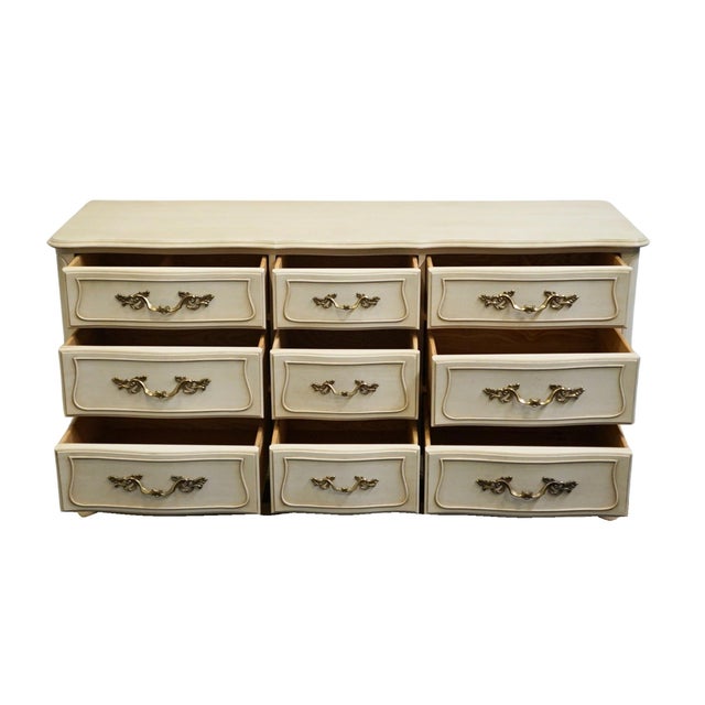 Late 20th Century Late 20th Century Davis Cabinet Co. Cream / Off White French Provincial 62" Triple Dresser For Sale - Image 5 of 12