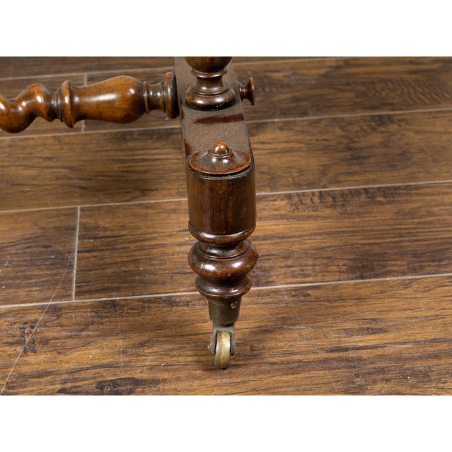 Wood English 1860s Mahogany Table with Barley Twist Base and Petite Casters For Sale - Image 7 of 12