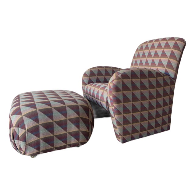 Postmodern Hekman Dansen Contemporary Geometric Upholstered Lounge Chair/ Sold For Sale