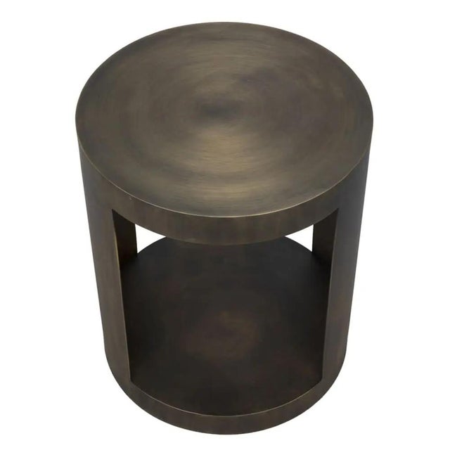 Noir Chrysler Side Table, Iron with Aged Brass Finish For Sale - Image 4 of 5