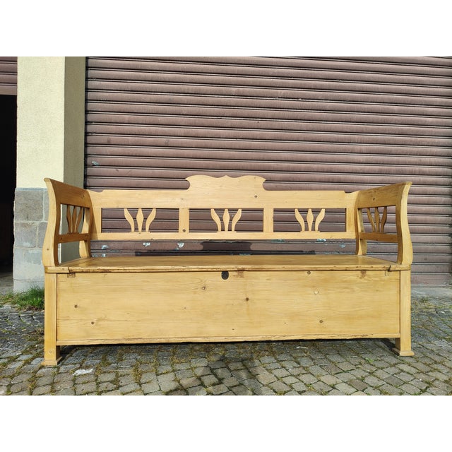 Early Wooden Bench, 1890s For Sale - Image 5 of 5
