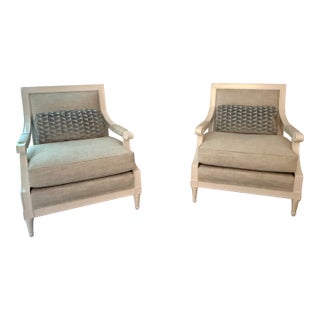 Pair of White Lacquered Framed Armchairs For Sale