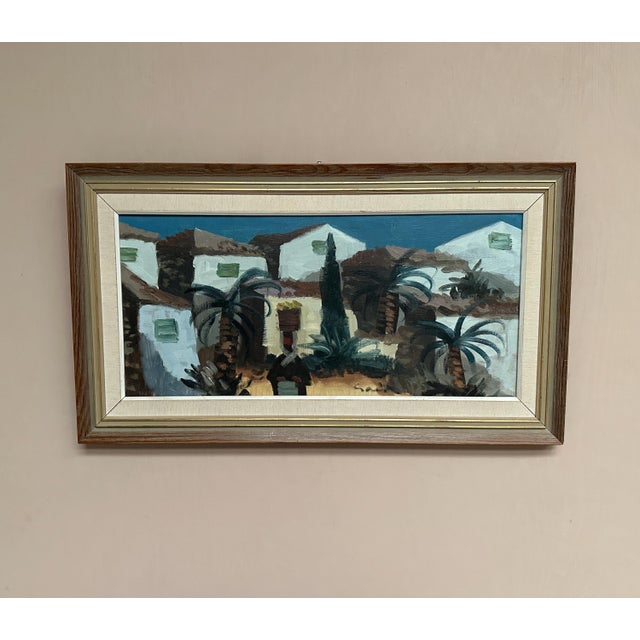 Large Original Swedish Oil on Canvas – “Southern European Street Motif” by Tage Gavik – Signed – Vintage & Framed – 85 ×...