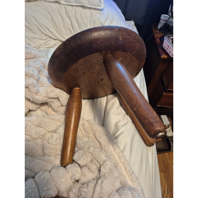 Wood Antique Stickley 3 Leg Milking Stool For Sale - Image 7 of 8
