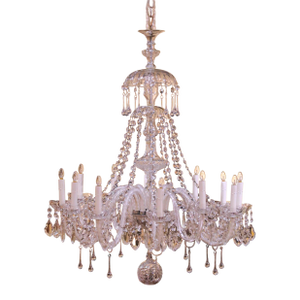 Mid 20th Century Italian Crystal Twelve-Light Chandelier With Cut-Glass Pendants
