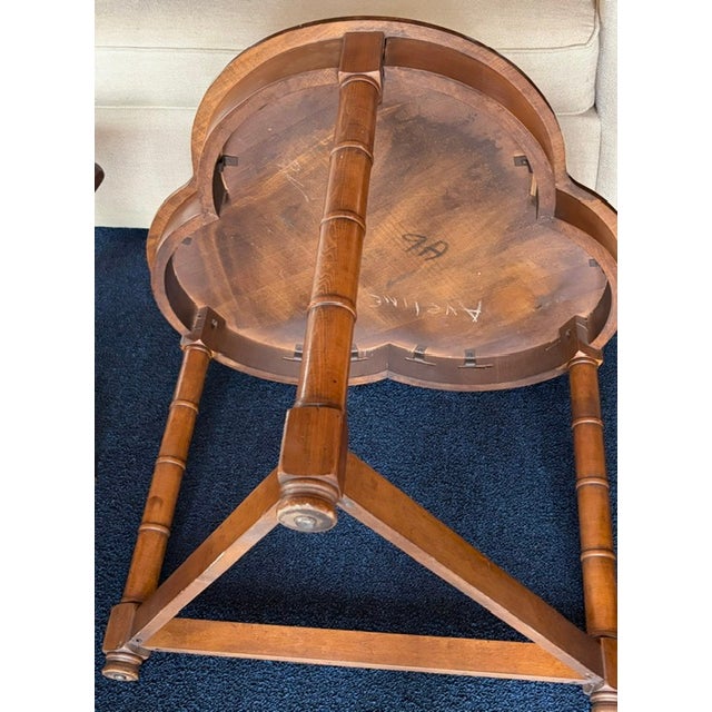 Wood Mid Century Trefoil, Clover Leaf Side Table With Faux Bamboo Carved Legs For Sale - Image 7 of 8