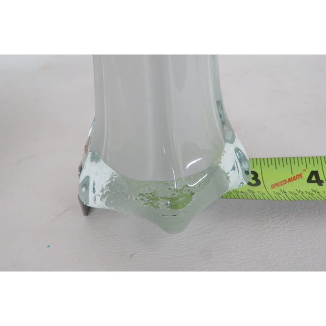 Eiffel Tower Vase White Glass With Slim Tapered Neck and Clear Footed Base 4828b For Sale - Image 18 of 18
