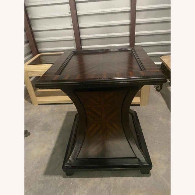 Large Dining Glass Table With Wooded Base For Sale - Image 4 of 7