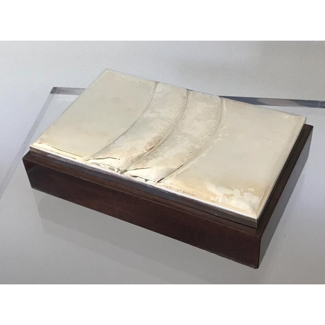 Mid Century Italian Silver Plate and Satin Wood Box For Sale - Image 10 of 13