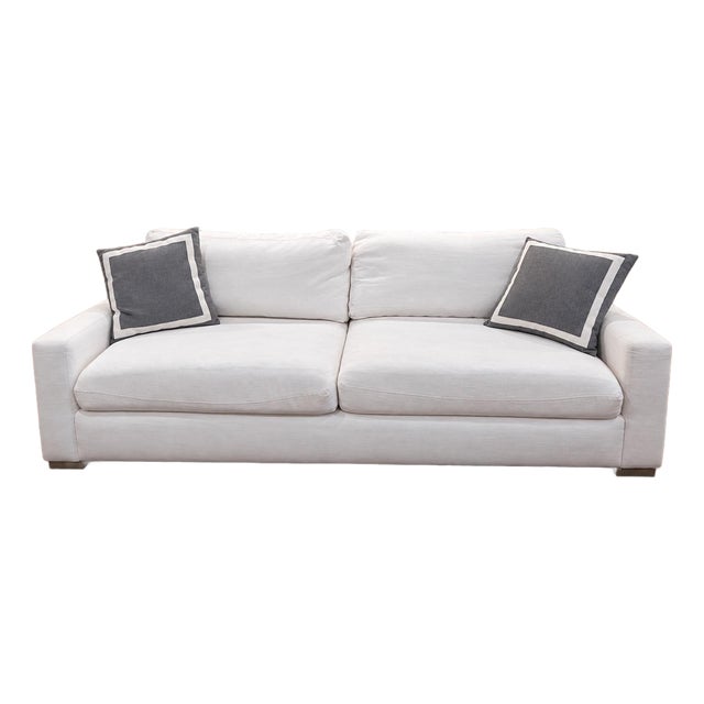 Restoration Hardware Sofa for Sale!!! Beautiful White Sofa With Easy-to-Clean Fabric. Measures 95″ Long × 38.5″ Deep × 30″ High For Sale