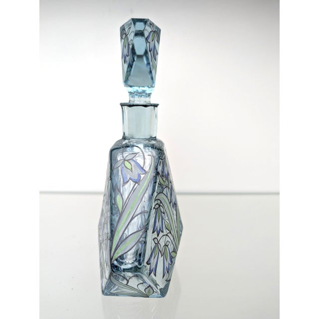 Vintage Art Deco Carafe with Glasses in Hand-Painted Crystal Glass, 1930, Set of 5 For Sale - Image 3 of 17