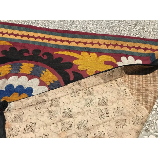 Textile Vintage Silk Tablecloth Pomegranate Design Wall Hanging, 1950s For Sale - Image 7 of 8