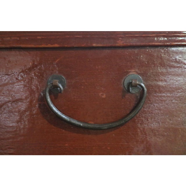Late 19th Century Chinese Red Leather Trunk For Sale - Image 5 of 8