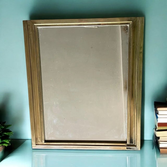 Metal Vintage Italian Brass Mirror, 1970s For Sale - Image 7 of 13