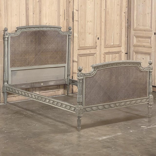Late 19th Century 19th Century French Louis XVI Painted Cane Bed by Hopilliart & Leroy of Paris For Sale - Image 5 of 18