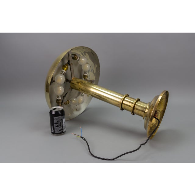 Art Deco Brass Inverted Dome Six-Light Pendant Lamp, Germany, 1930s For Sale - Image 17 of 18