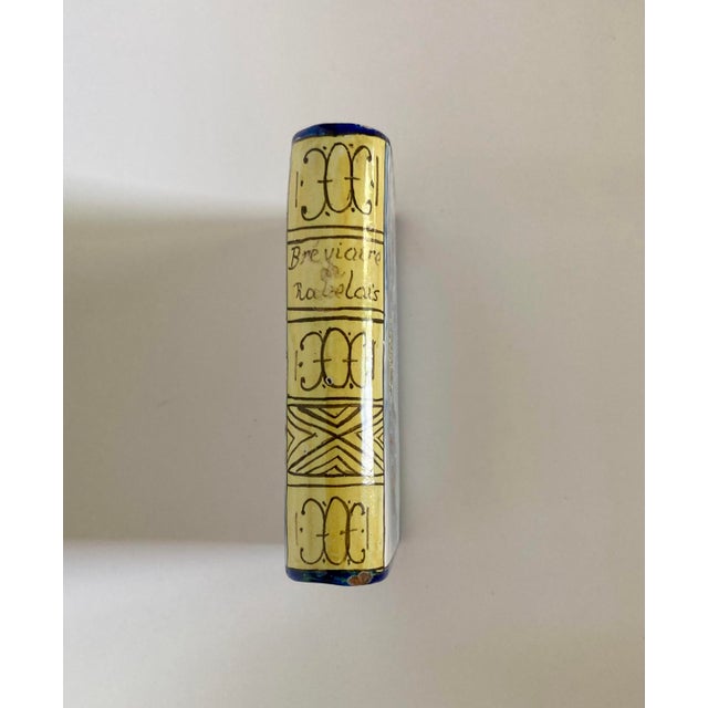 French Provincial Antique French Nevers Faience Book Form Hand Warmer/Snuff For Sale - Image 3 of 13