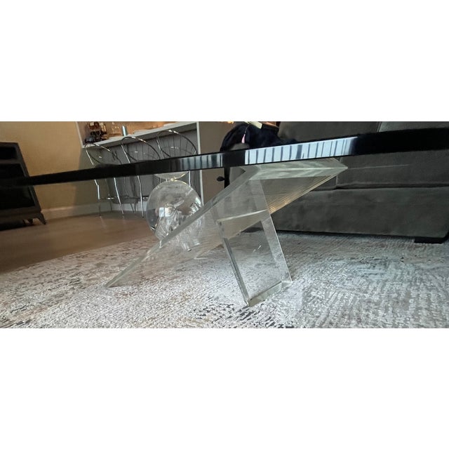 1970s Vintage Lucite and Glass Coffee Table For Sale - Image 5 of 7