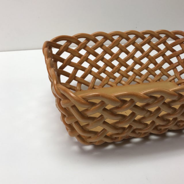 Vintage Basket Weave Ceramic Bread Orange Italian Basket Chairish