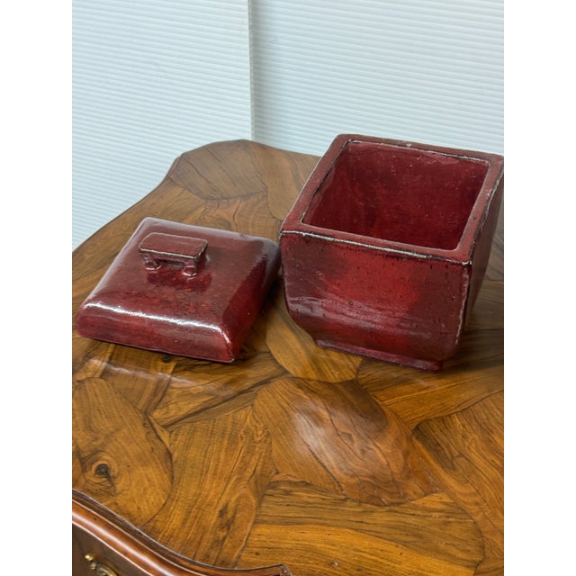 Glazed Ceramic Lidded Canisters, Set of Two For Sale - Image 9 of 12