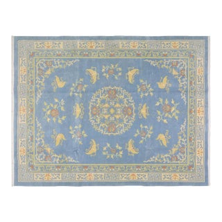 Vintage Chinese Art Deco Hand Knotted Wool Rug, For Sale