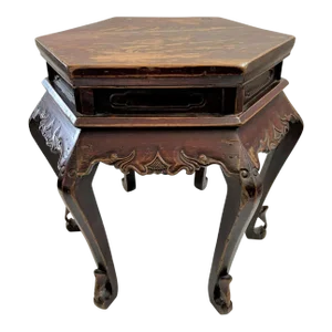 Mid 19th Century Chinese Antique Hexagonal Side Table With Natural Patina