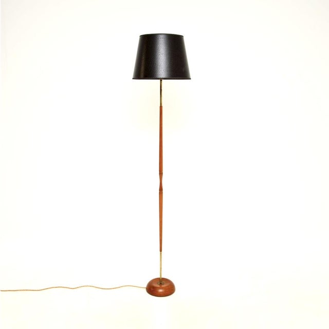 Vintage Danish Teak and Brass Floor Lamp, 1960 For Sale - Image 6 of 6