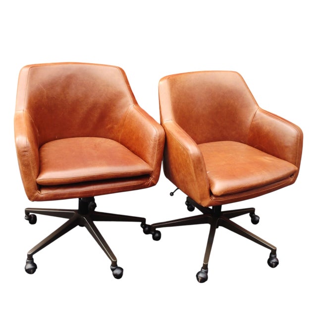 Elevate Your Workspace: Set of 4 West Elm Helvetica Genuine Leather Chairs For Sale In Raleigh - Image 6 of 10
