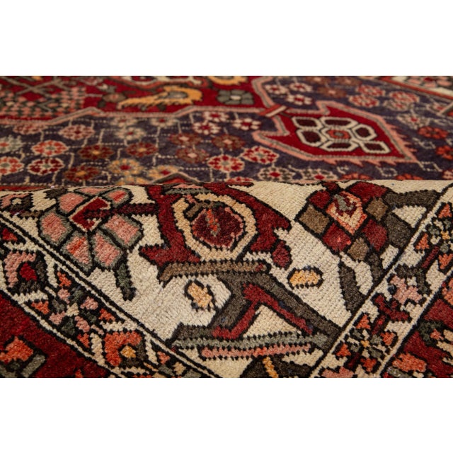 Red Vintage Persian Bakhtiari Red Wool Rug With Alllover Design For Sale - Image 8 of 8