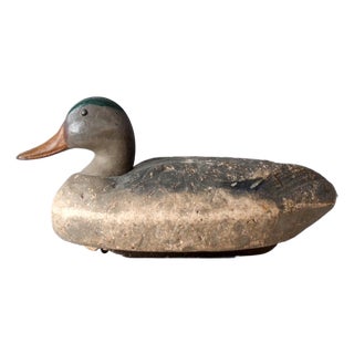 Vintage Hand-Painted Mallard Duck Decoy Folk Art For Sale