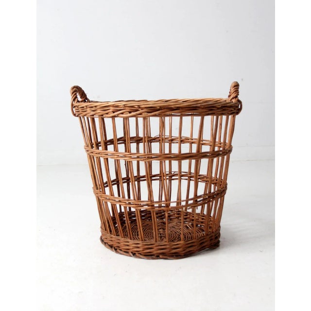 Vintage Wicker Basket For Sale - Image 4 of 11