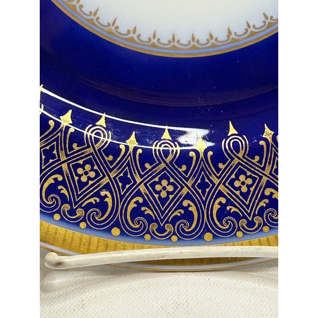 American Rare Antique American Express Blue and White Advertising China Cabinet Plate Watchdog Logo Onondaga Pottery Syracuse, China For Sale - Image 3 of 10