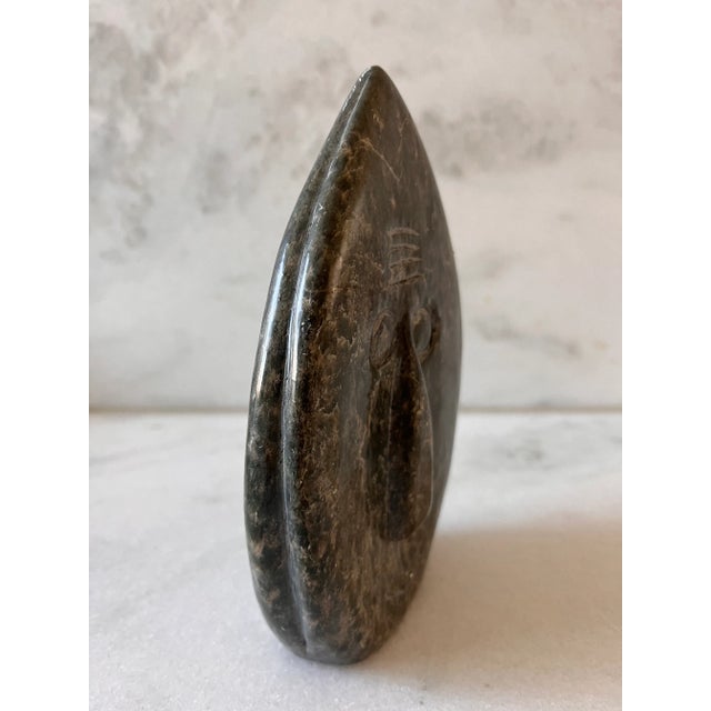 Mid-Century Modern Hand Carved Stone Face Statue - Signed For Sale - Image 3 of 8