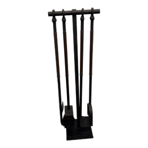 Late 20th Century Modern Blackened Iron Fireplace Tool Set, Restoration Hardware Style