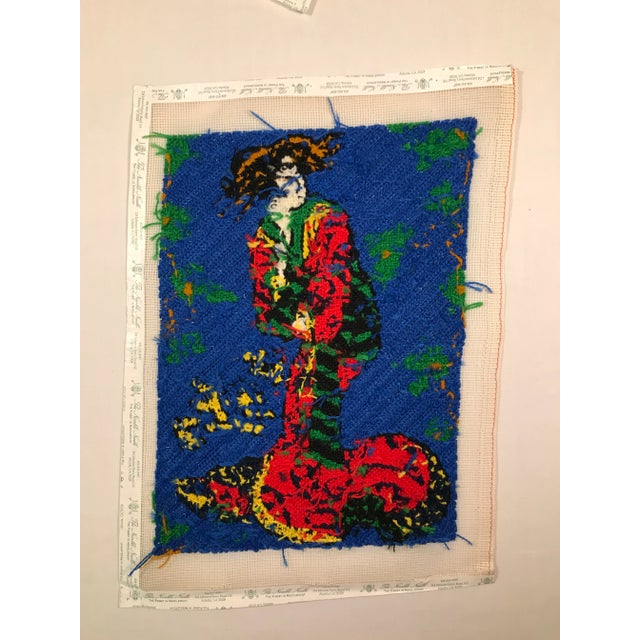 2020s Hand-Stitched Needlepoint of Asian Ladies - a Pair For Sale - Image 5 of 8